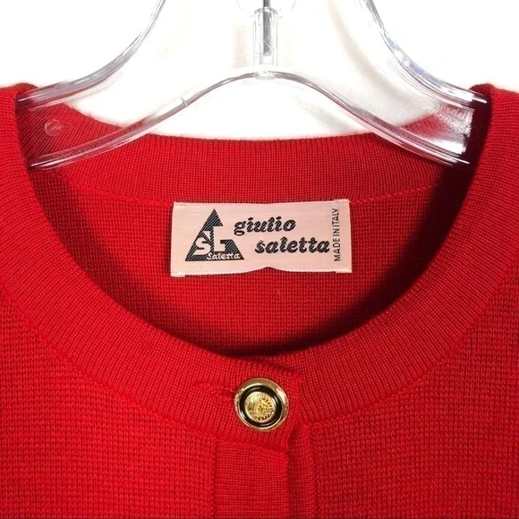 Giulio Saletta red holiday cardigan sweater - Picture 2 of 11